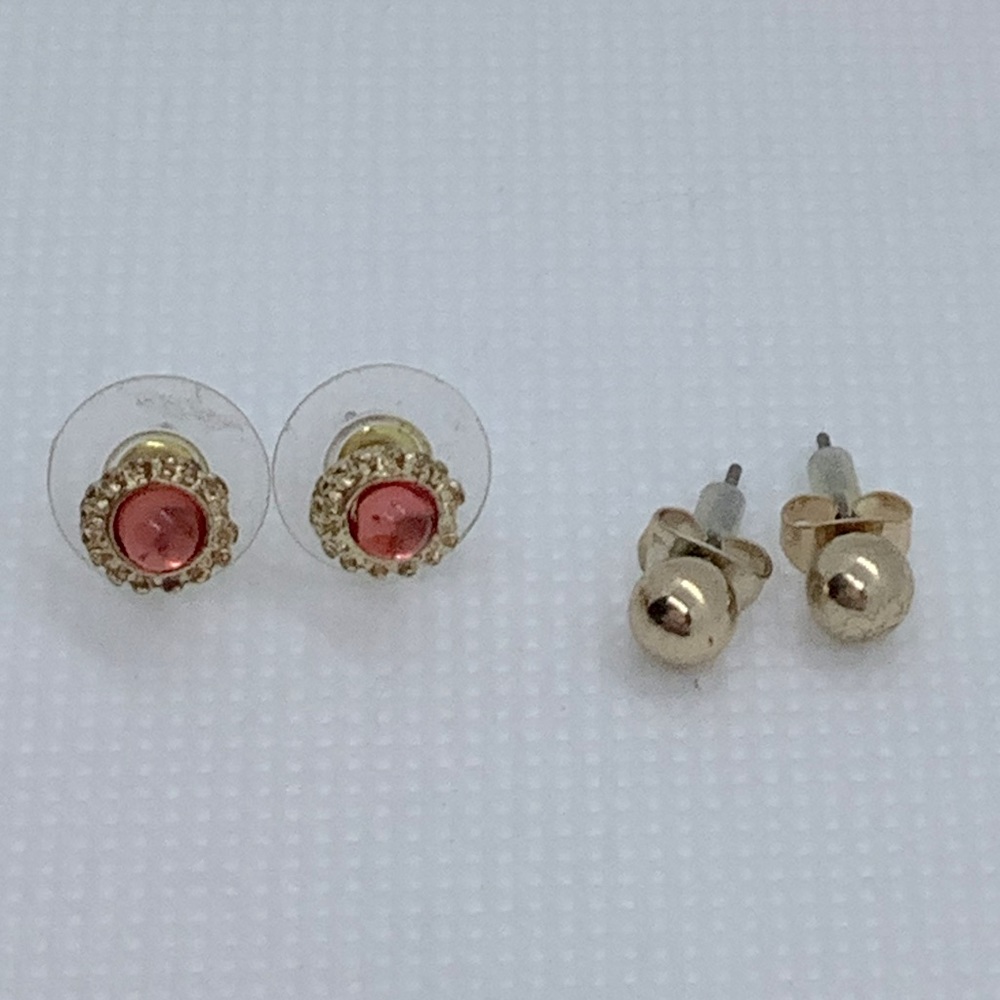 Two Pairs of Yellow Tone Stud Earrings ( 3 for $15 )